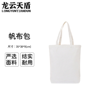 龙云天盾空白帆布袋广告学生补习袋帆布托特包手提棉布袋35*38*9cm白色500个/包