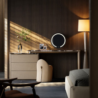 鼎南轻奢梳妆台卧室 天山暮雪奢石 意式高端伸缩妆台斗柜一体1.7米