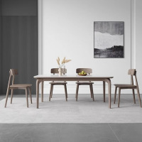 鼎南实木岩板餐桌家用小户型吃饭用桌子北欧简约长方形现代餐桌椅组合 升级加厚(12mm岩板) 单桌(1.2米*0.7米