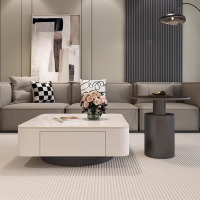 震旦岩板茶几2025现代简约客厅方形茶桌大小户型轻奢极简出租房小茶几 黑架 单桌:45纯黑岩板