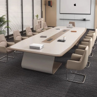 鼎南烤漆会议桌长桌简约现代大型洽谈桌轻奢培训桌会议室椭圆形开会桌 3.5米会议桌+大会议椅+