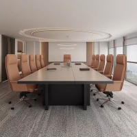 鼎南加厚会议桌长条桌椅组合简约现代长方形大型办公室家具洽谈会议桌 2.8*1.5*0.75[