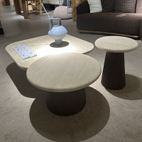 震旦洛颂天然洞石茶几客厅家用小户型创意茶几中古风复古