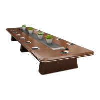 鼎南桌椅组合大型会议桌长桌办公室开会商务洽谈桌椭圆形会议台实木皮 300*150*76