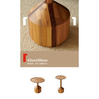 震旦茶几几类黑胡桃白蜡木拼接法式中古风茶几50cm直径