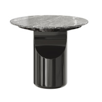 震旦叠影客厅茶几大小组合天然大理石黑色烤漆结合大小户型现代简约