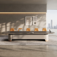 鼎南高档会议桌长条桌会议室简约现代大型洽谈桌椅组合高端工作台 4.8米会议桌