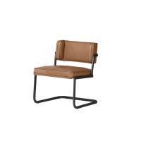 震旦铂爵系列复古轻奢真皮极简线条餐厅餐椅家用靠背椅子休闲椅