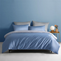 水星家纺 长绒棉贡缎四件套 DH水星60S长绒棉贡缎刺绣四件套蓝 床单款 200cm×230cm /套