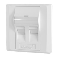 FiberHome 烽火六类超五类白色单孔双孔斜面网线插座面板 斜口双孔网络面板