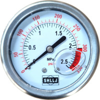 龙云天盾注油压力表SHLLJ耐震耐腐蚀psi Mpa水处理不锈钢径竖轴背 2.5MPA/350PSI(轴向/背装)