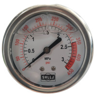 龙云天盾注油压力表SHLLJ耐震耐腐蚀psi Mpa水处理不锈钢径竖轴背 3.0MPA/450PSI(轴向/背装)