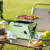 大迈便携可折叠露营烧烤炉 露营折叠烧烤炉-松石绿DM-9010