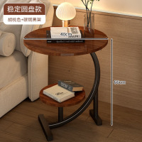 龙云天盾沙发边几边柜轻奢高级感小茶几移动床头床边置物架迷你阳台小桌子 黑架胡桃色[双层款]大号40cm
