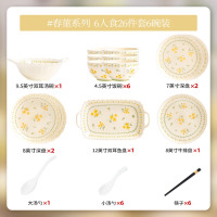 龙云天盾碗家用套装餐具整套碗碟套装家用2025新款高颜值碗具套装 6人食带汤碗 26件套 [景德镇发货 礼盒包装]