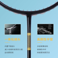 龙云天盾弹力高颜值超轻全碳素纤维羽毛球拍双拍耐用型大学生专业训练超轻 高弹进攻系列-黑色单支 (自带包包无赠品)