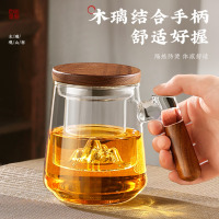 龙云天盾泡茶杯茶水分离男士玻璃水杯子大容量办公室家用单个人专用喝茶