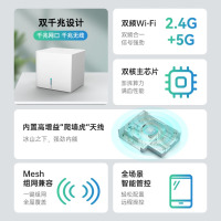 中兴(ZTE) 全屋组网子母路由器AC1200小方糖套装 千兆分布式路由 大户型Mesh免配对 无缝漫游 即插即用