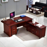 汇云星办公桌木质老板桌总裁桌简约现代经理主管办公桌大班台 2.4米+侧柜+活动柜