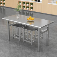 汇云星餐桌单位员工食堂桌椅不锈钢餐桌学生员工厂饭堂连体快餐桌椅组合 1.2m长一桌四椅