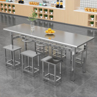 汇云星餐桌单位员工食堂桌椅不锈钢餐桌学生员工厂饭堂连体快餐桌椅组合 1.6m长一桌六椅