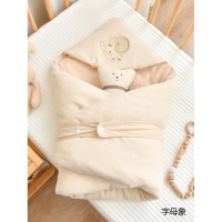 安优比新生婴儿纯棉秋冬加厚棉花抱被初生宝宝包被 发货备注花色 默认发小熊图案