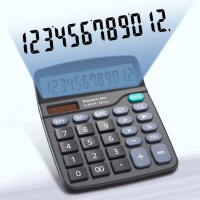 齐心 双电源桌面办公计算器 12位大屏幕桌面计算机 办公文具用品 [C-837H经典款]双电源/无语音(配电池)