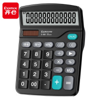 齐心comix齐心黑色计算器高级太阳能数字键盘办公学生初中大学考试专用高颜值网红款 黑色计算器C-838