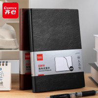 齐心(Comix)25K/160张商务笔记本子皮面本会议记录本日记本记事本文具办公用品加厚 C5818黑色