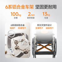 龙云天盾轮椅车H062折叠轻便免充气铝合金旅行手推代步车