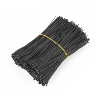 龙云天盾电镀锌铁丝扎线300*4mm园艺电线扎带包塑包胶铁芯绑丝黑色1000条