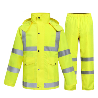 龙云天盾 分体式反光雨衣雨裤套装 执勤户外交通巡逻环卫防雨荧光黄 XL