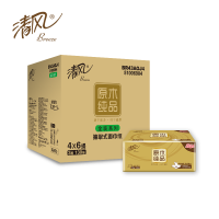清风(Breeze) BR43AOJ4 原木金装 190*132mm 3层130抽/包 4包/提 6提/箱 抽取式面巾纸