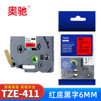奥驰 标签色带6mm 红底黑字 TZe-411个