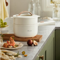 小熊 电热锅 小电锅分体式宿舍小锅 多功能火锅煮面锅电炒锅 配蒸笼 1.6L DRG-E15F2