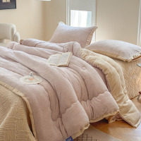 缦雅居牛奶绒雕花床盖冬被四件套