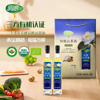 润心 RunXin 有机生榨山茶油1.25L 压榨油茶籽油 茶油 食用油 有机生榨礼盒500mL*1盒