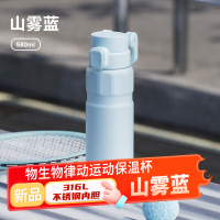 物生物(RELEA)运动健身保温杯大容量骑行316L弹盖吸管杯学生便携户外水杯礼物 山雾蓝