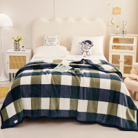 雅鹿雪貂绒保暖盖毯 蓝大格 YL5305