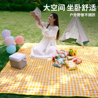 川崎 野炊沙滩露营野餐垫布艺加厚防水防潮地垫户外便携草坪野餐 K3I00-A0812-1白黄格 200*200cm 个