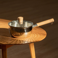 三禾 平锅 汤锅 不锈钢锅 热牛奶锅 煮奶 泡面锅 带盖子16cm 煮锅 TXPG01