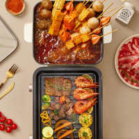 小熊电烧烤炉 电烤盘家用无烟电烤炉多功能烤涮电火锅烤肉锅架涮烤[ZMD安心系列] DKL-Z22K6 1层