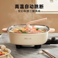 小熊(Bear)鸳鸯锅 电火锅多功能锅一体家用电热锅涮肉锅 6L 米白色鸳鸯锅DHG-D60F1-P01