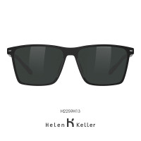海伦凯勒新款墨镜男运动防紫外线太阳镜H2259H13 全绿片+半光哑黑框[王一博同款]