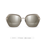 海伦凯勒墨镜炫彩太阳镜女 出行搭配墨镜 女士眼镜H8718P17 光水金框+浅金REVO镜片