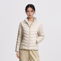 波司登(BOSIDENG)25年新款短款轻薄羽绒服(女款)90绒户外野营登山旅游外套 米卡其爱心印花9W40