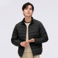 波司登(BOSIDENG)25年短款基础轻薄羽绒服 男款 90绒立领便携保暖居家 黑色8056
