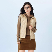 波司登(BOSIDENG)新款25年轻薄羽绒服女款短款90绒立领保暖内搭葫芦纹马甲 沙丘卡其