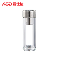 爱仕达(ASD)钛杯 高奢纯钛磁吸茶仓内芯办公车载耐热冷双层玻璃喝水泡茶杯子冰花银380mL RWB38B11Q-G 个