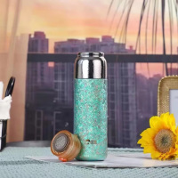 匡迪 5909号内外纯钛保温杯磁吸盖子礼盒装企业批发 孔雀绿内外纯钛 420ml